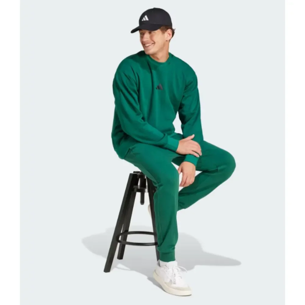 NWT Adidas Essentials Feel Cozy Sweatshirt Large Green Fleece Crewneck Pullover